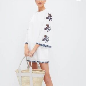 Tuckernuck White Dress with Navy Embroidery.